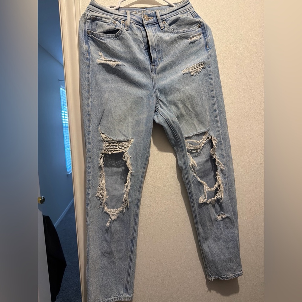 American Eagle Outfitters Light Blue Distressed Skinny Jeans
